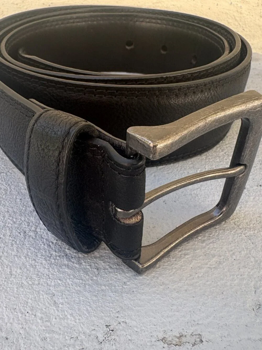 Stone Mountain Men's Black Bonded Leather Belt Silver Buckle Size XL 42 44